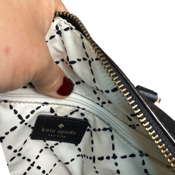 KATE SPADE Saffiano Leather Boston Handbag Black Dual Top Handle Zip Purse EUC - Picture 6 of 9